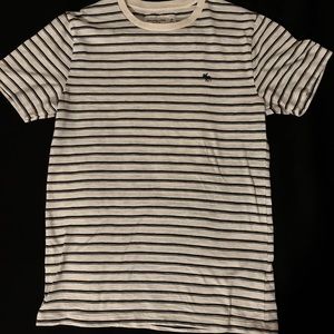 A&F Soft Tee Black and White Stripes